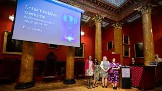 Hannah Long,Shipra Bhatia, Wendy Bickmore and Kat Arney in front of screen