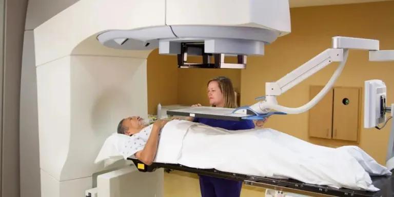 male receiving scan with female medic