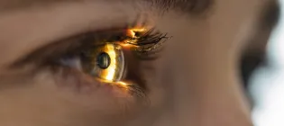 Light Beam Is Shining Through Retina And Lens On Eyesight Exam 