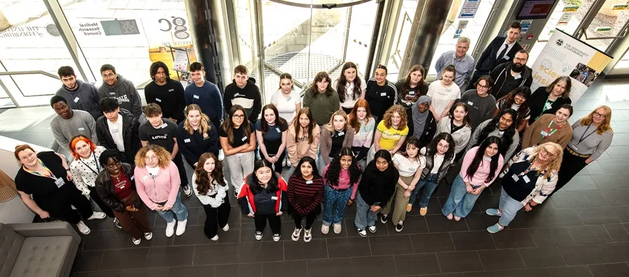 ​ Group of high school pupils with organisers at Science Insights week ​