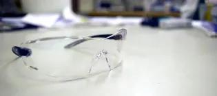 Health and Safety Goggles laying on bench