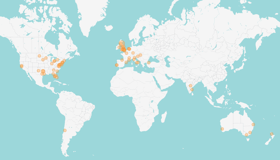 Map showing where conference attendees were located.