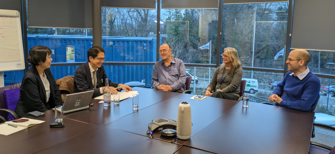 Ichiko Nishijima and Fuji Nagami (Tohoku Medical Megabank Organization) meet with Archie Campbell, Professor Heather Whalley and Professor Riccardo Marioni (Generation Scotland)