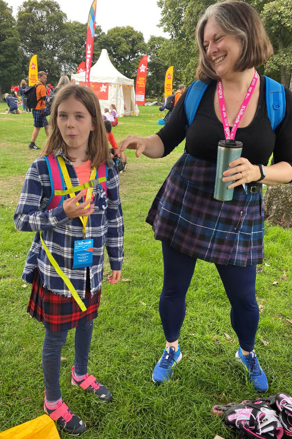 Iris and Helen Nickerson having fun at the Kiltwalk